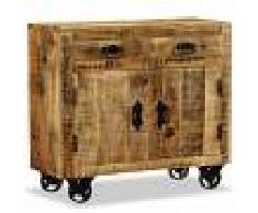 vidaXL Cómoda con 2 cajones y 1 armario de madera rugosa de mango