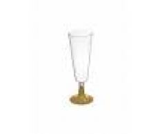 Copa de cava transparente con pie dorado de 150 ml - 4 unidades