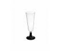 Copa de cava transparente con pie negro de 150 ml - 4 unidades