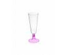 Copa de cava transparente con pie rosa de 150 ml - 4 unidades