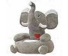 VidaXL Silla de peluche para niños elefante gris