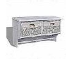 VidaXL Estante De Madera Blanco Con Perchas 2 Cestas De Tejido 4 Ganchos
