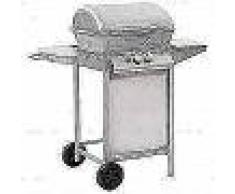 VidaXL Barbacoa portátil de gas con 2 zonas plateada acero inoxidable