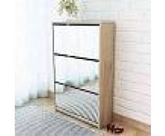 VidaXL Mueble zapatero de roble con 3 compartimentos con espejo