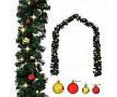 VidaXL Guirnalda de navidad decorada con bolas y luces LED 20 m