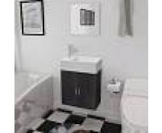 vidaXL Conjunto de mueble y lavabo 3 piezas negro