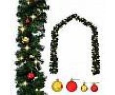 VidaXL Guirnalda de navidad decorada con bolas y luces LED 20 m