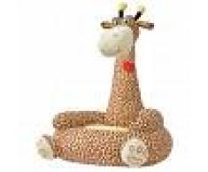 vidaXL Silla de peluche para niños jirafa marrón