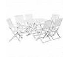 VidaXL Set de muebles de jardín madera maciza acacia blanco 7 piezas