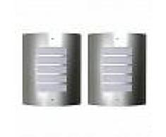 VidaXL 2 Apliques de exterior, lámparas de pared de acero inoxidable