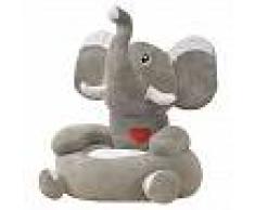 VidaXL Silla de peluche para niños elefante gris