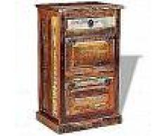 VidaXL Zapatero de 4 estantes con cajón madera maciza reciclada