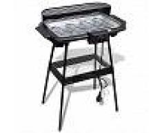 VidaXL Barbacoa eléctrica rectangular con parilla y soporte