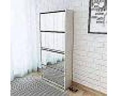 VidaXL Mueble zapatero 4 cajones con espejo blanco 63x17x134 cm