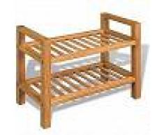 VidaXL Zapatero con dos estantes roble macizo 49,5x27x40 cm