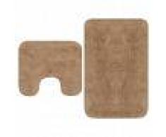 vidaXL Conjunto de alfombrillas de baño de tela 2 piezas beige