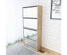 VidaXL Mueble zapatero 4 cajones con espejo roble 63x17x134 cm
