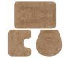 vidaXL Conjunto de alfombrillas de baño de tela 3 piezas beige