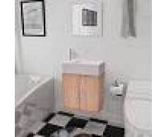 vidaXL Conjunto de mueble y lavabo 3 piezas beige