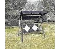 VidaXL Columpio De Ratán Para Jardín Con Dosel Negro