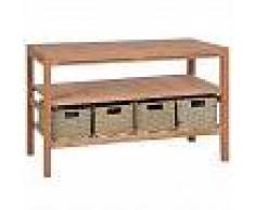 VidaXL Mueble lavabo tocador madera teca maciza 4 cestas 132x45x75 cm