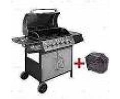 VidaXL Barbacoa grill de gas 6+1 quemadores negra y plateada