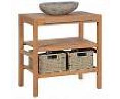 VidaXL Mueble tocador madera teca maciza con lavabo de piedra de río