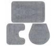 vidaXL Conjunto de alfombrillas de baño de tela 3 piezas gris