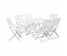 VidaXL Set de muebles de jardín madera maciza acacia blanco 7 piezas