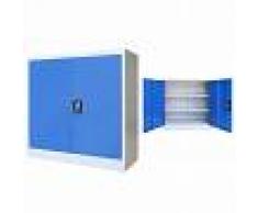 vidaXL Armario de oficina de metal 90x40x90 cm gris y azul