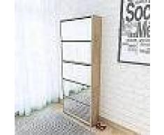 VidaXL Mueble zapatero 5 cajones con espejo roble 63x17x169,5 cm