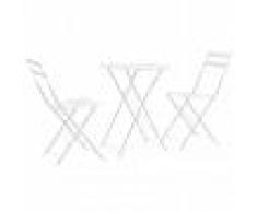 vidaXL Conjunto de comedor bistró de jardín 3 piezas acero blanco