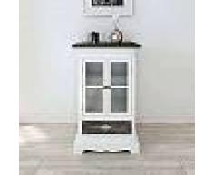 VidaXL Vitrina baja con dos puertas y un cajón de madera blanca