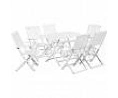 vidaXL Conjunto de comedor exterior 7 pzs madera maciza acacia blanco