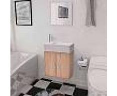 VidaXL Conjunto de mueble y lavabo 3 piezas beige