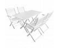 vidaXL Conjunto de comedor exterior madera maciza acacia 5 pzs blanco