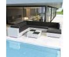 vidaXL Conjunto de muebles de exterior 24 piezas poli ratán blanco