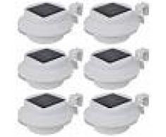vidaXL Foco solar blanco para vallas de jardín, 6 unidades