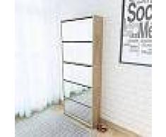 VidaXL Mueble zapatero 5 cajones con espejo roble 63x17x169,5 cm