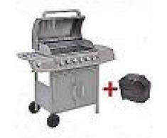 VidaXL Barbacoa grill de gas 6+1 quemadores plateada