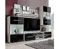 VidaXL Mueble de pared 5 uds gabinete TV con iluminación LED negro