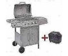 VidaXL Barbacoa grill de gas 4+1 quemadores plateada