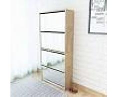 VidaXL Mueble zapatero 4 cajones con espejo roble 63x17x134 cm