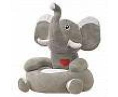 VidaXL Silla de peluche para niños elefante gris