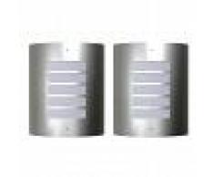 vidaXL 2 Apliques de exterior, lámparas de pared de acero inoxidable