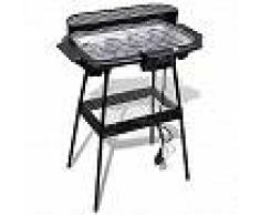 VidaXL Barbacoa eléctrica rectangular con parilla y soporte