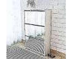 VidaXL Mueble zapatero blanco 3 compartimentos con espejo 63x17x102,5 cm