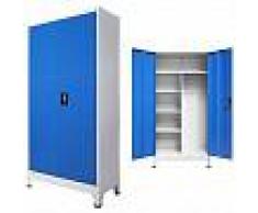 VidaXL Armario taquilla con 2 puertas metal 90x40x180 cm gris y azul