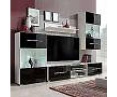 VidaXL Mueble de pared 5 uds gabinete TV con iluminación LED negro