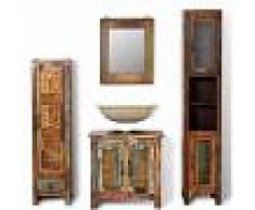 vidaXL Mueble de baño de madera reciclada con espejo y dos armarios laterales